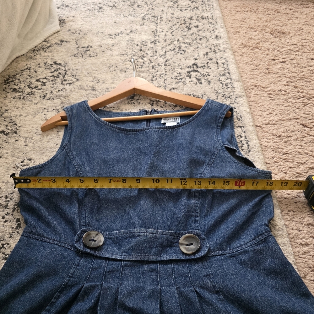 Vintage 90s Robbie Bee Midi Denim Skirt Button Cinched Front Wmns 10 Cotton Boho - Picture 5 of 6